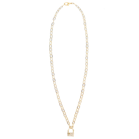 Lock Charm Paperclip Chain Necklace - Denny's