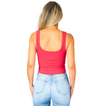 Ribbed Knit Crop Scoop Tank - Denny's