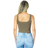 Ribbed Knit Crop Scoop Tank - Denny's