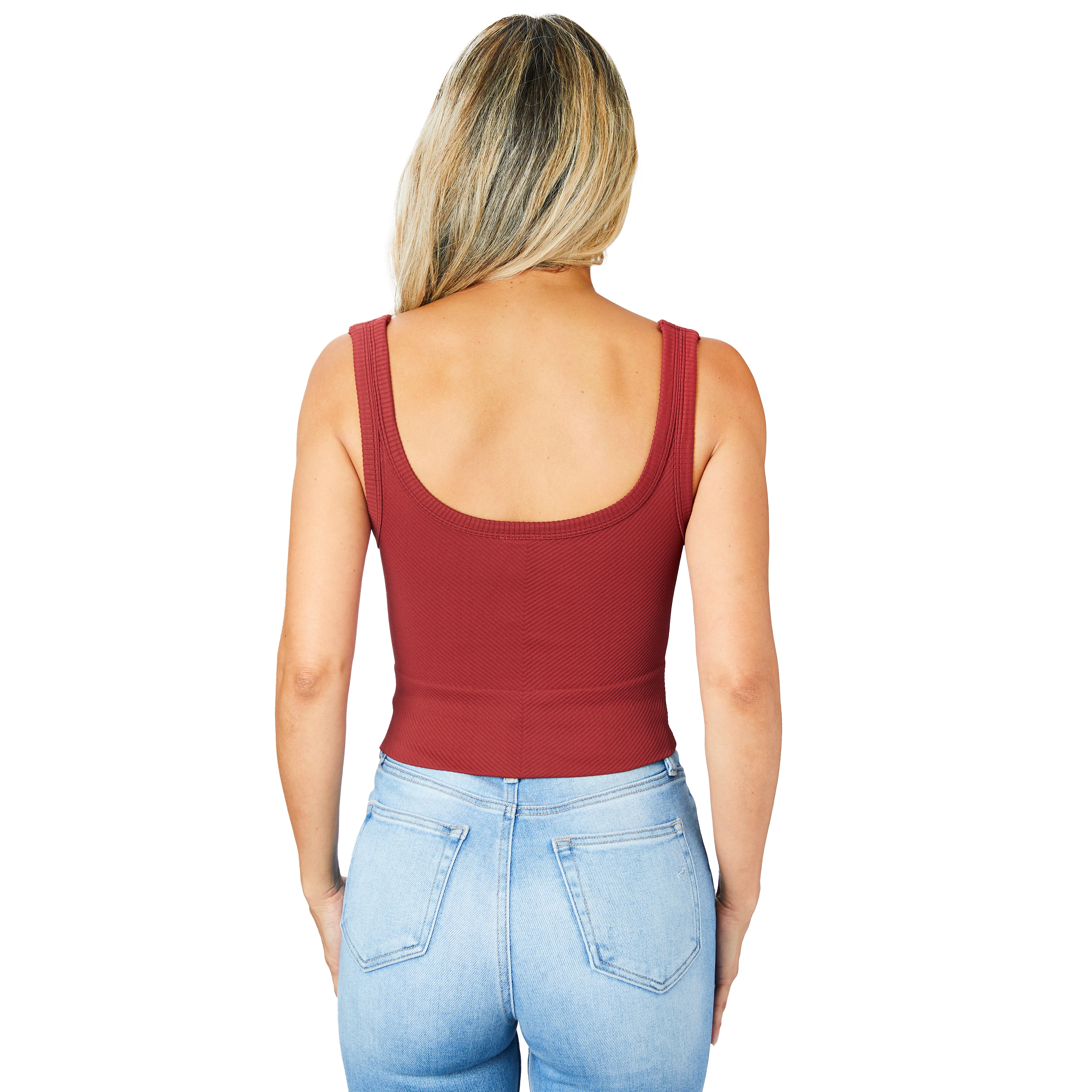 Ribbed Knit Crop Scoop Tank - Denny's