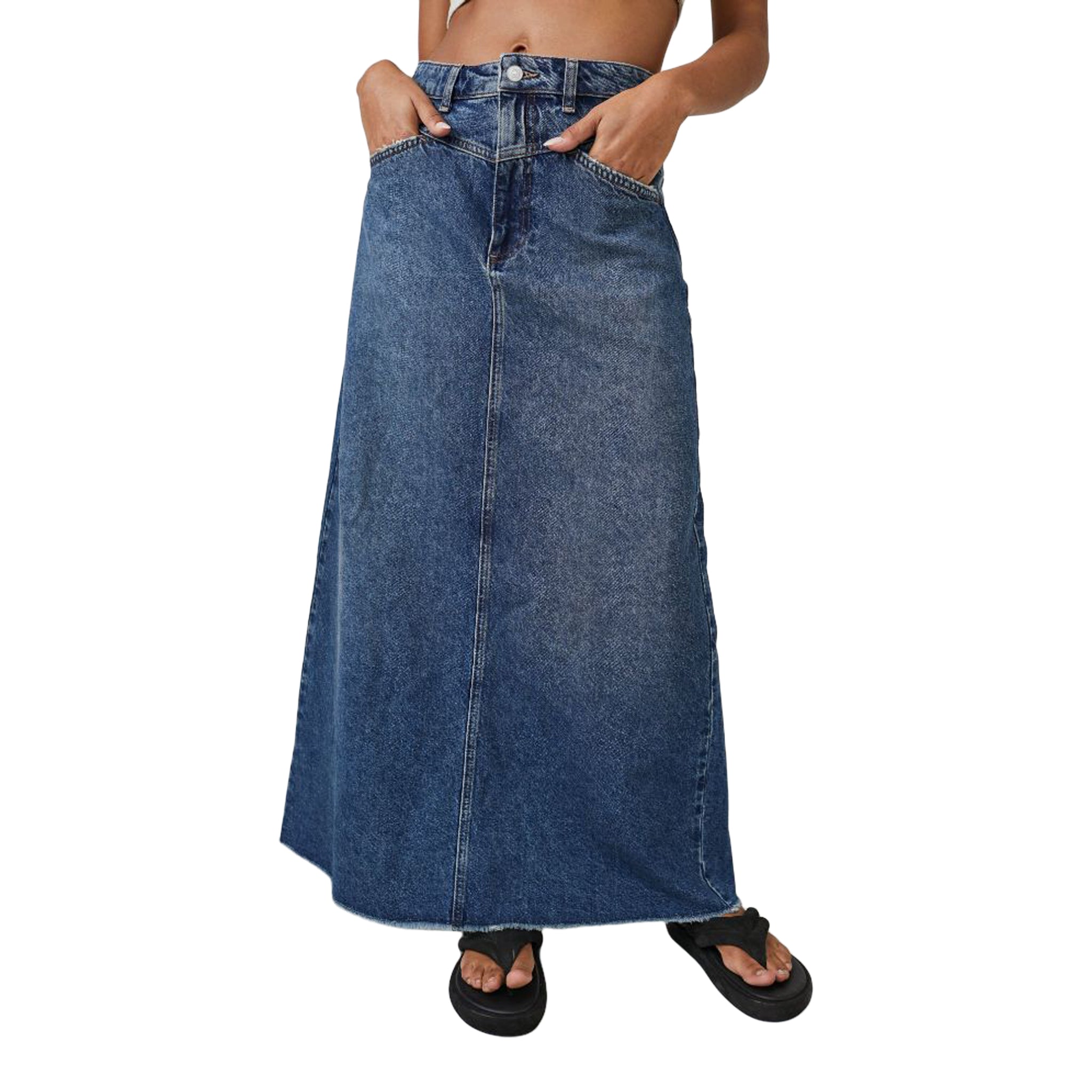 Come As You Are Denim Maxi Skirt - Denny's