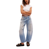 Good Luck Mid Rise Barrel Jean - Denny's