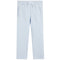 Light blue sweatpants with an elastic waistband, white drawstring, side pockets, and a small bigger than basketball logo on the left thigh.