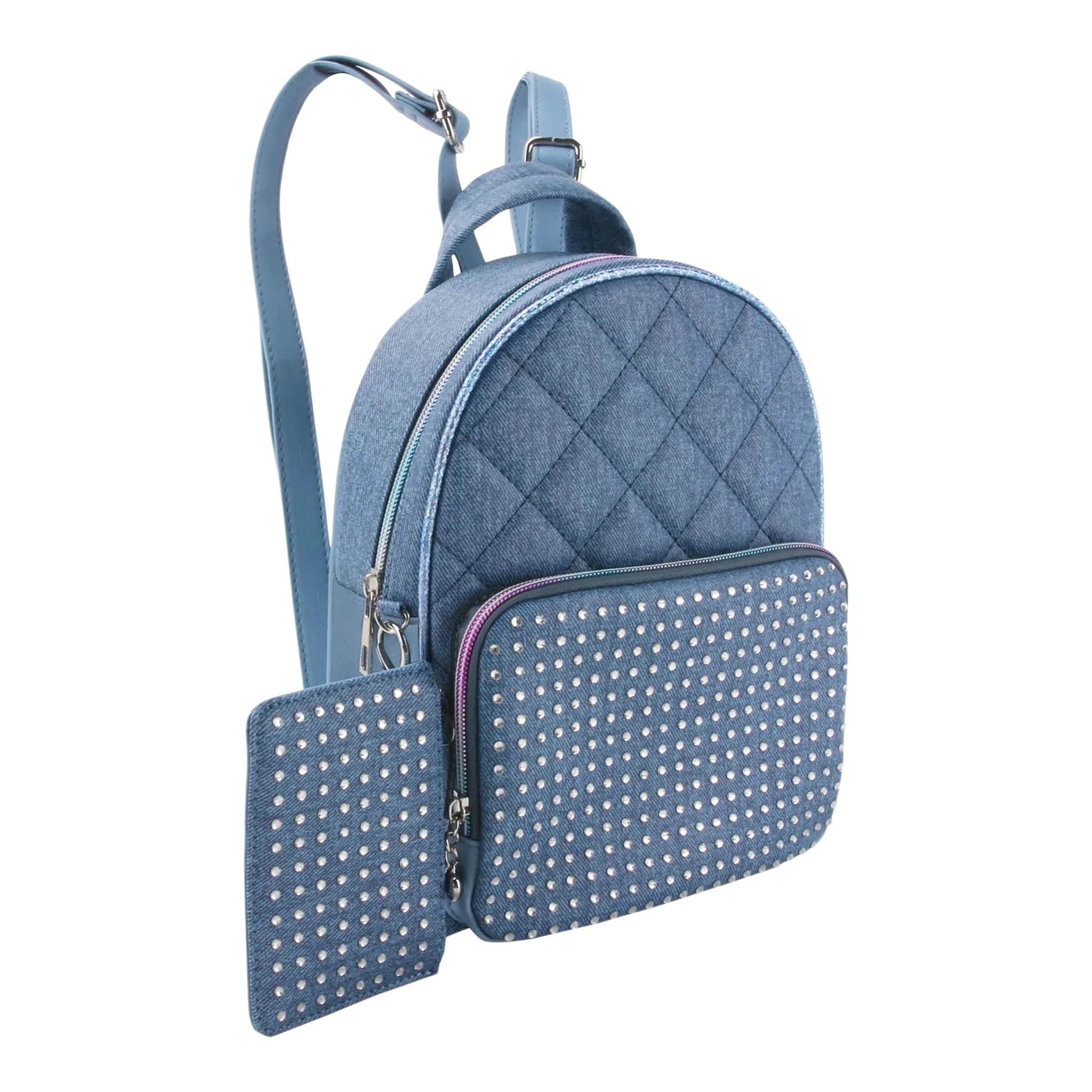 Rhinestones Quilted Mini Backpack - Thumbnail 2