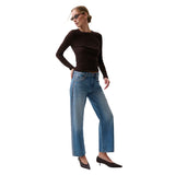Studded Lexi Mid Rise Bowed Straight Leg