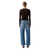 Studded Lexi Mid Rise Bowed Straight Leg