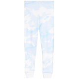 Light blue and white camouflage jogger pants with ribbed cuffs, shown flat against a white background.