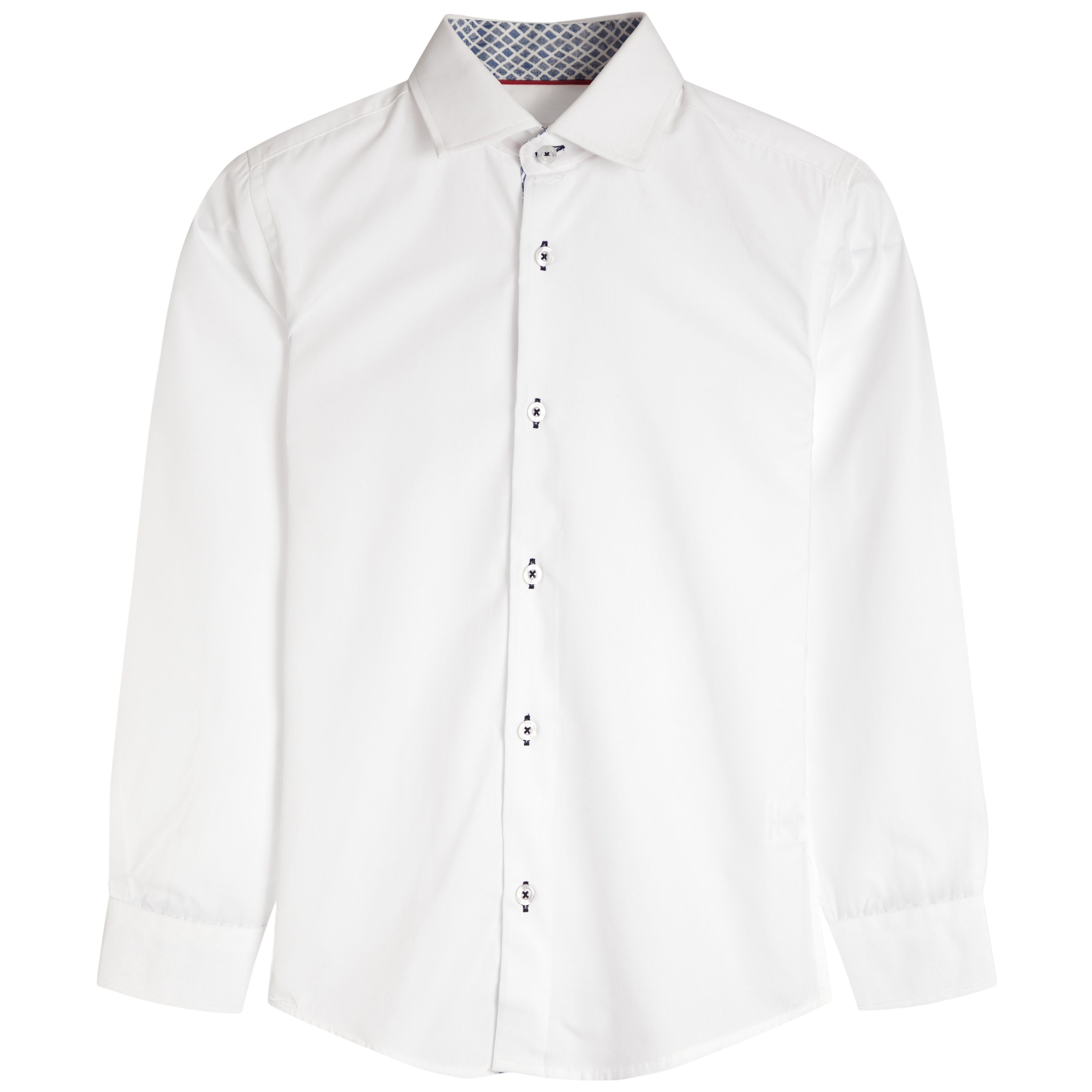 Contrast Trim Solid Dress Shirt - Denny's