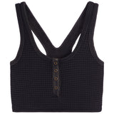Pacey Thermal Henley Crop Tank Top - Denny's