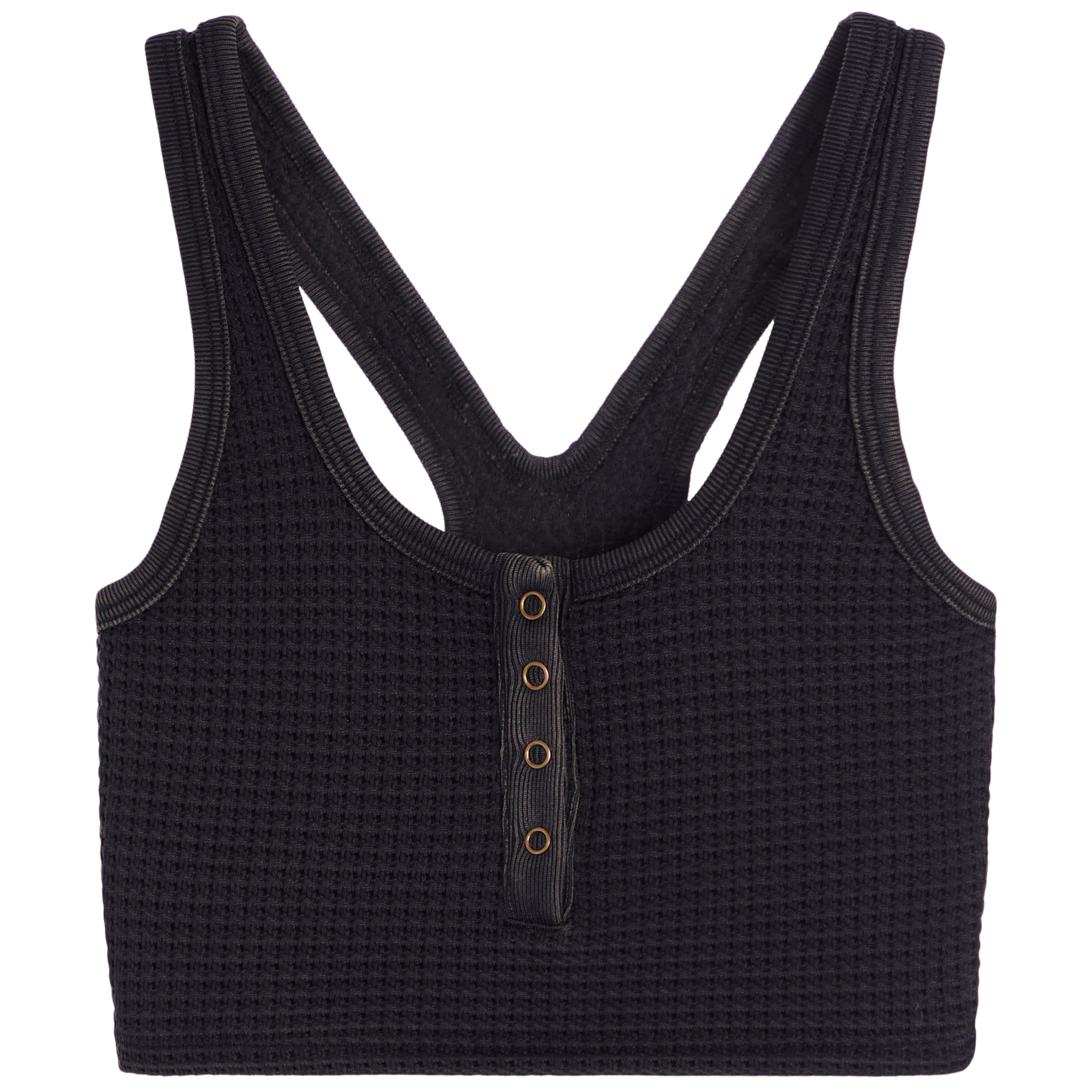 Pacey Thermal Henley Crop Tank Top - Denny's