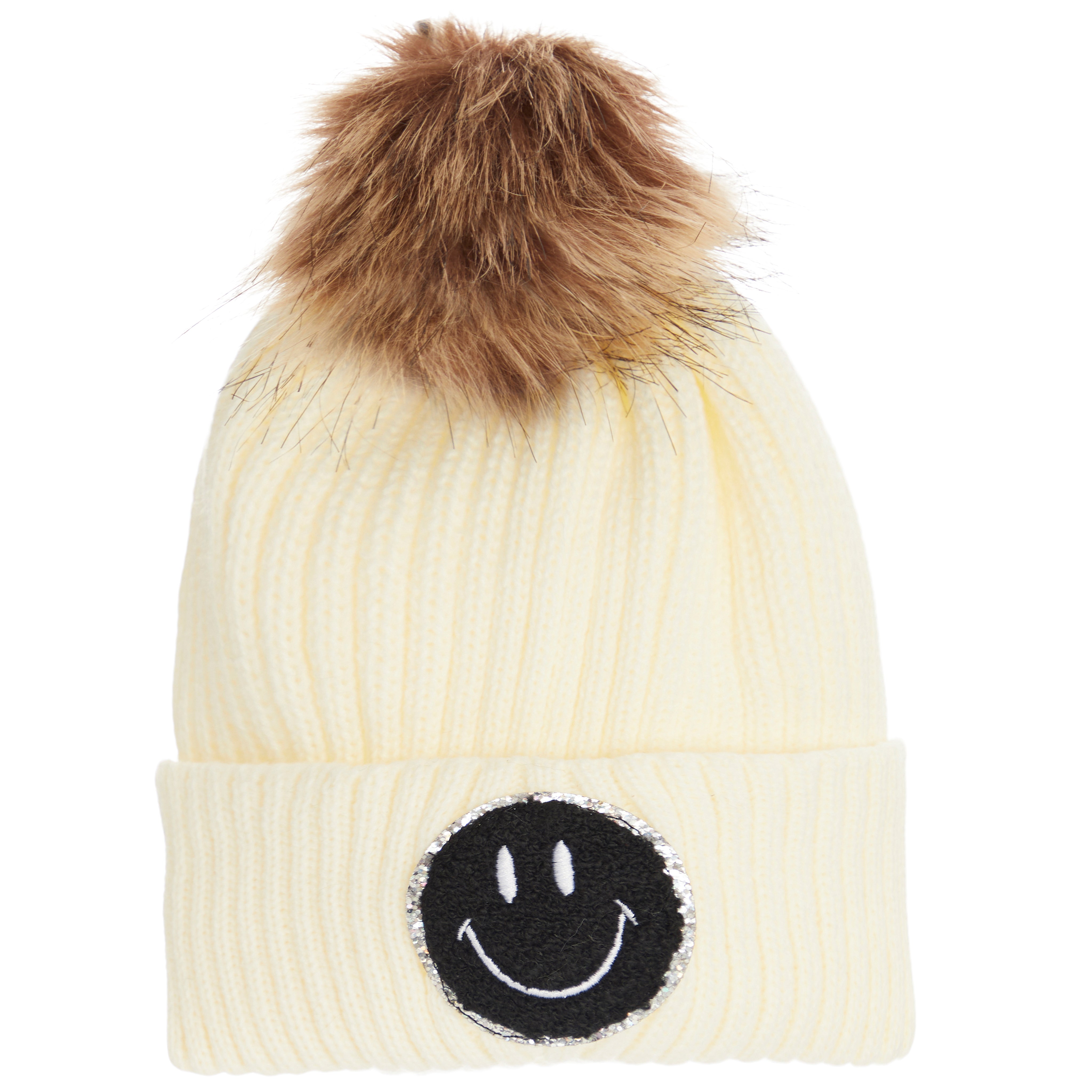 Chenille Smiley Pom Beanie - Denny's