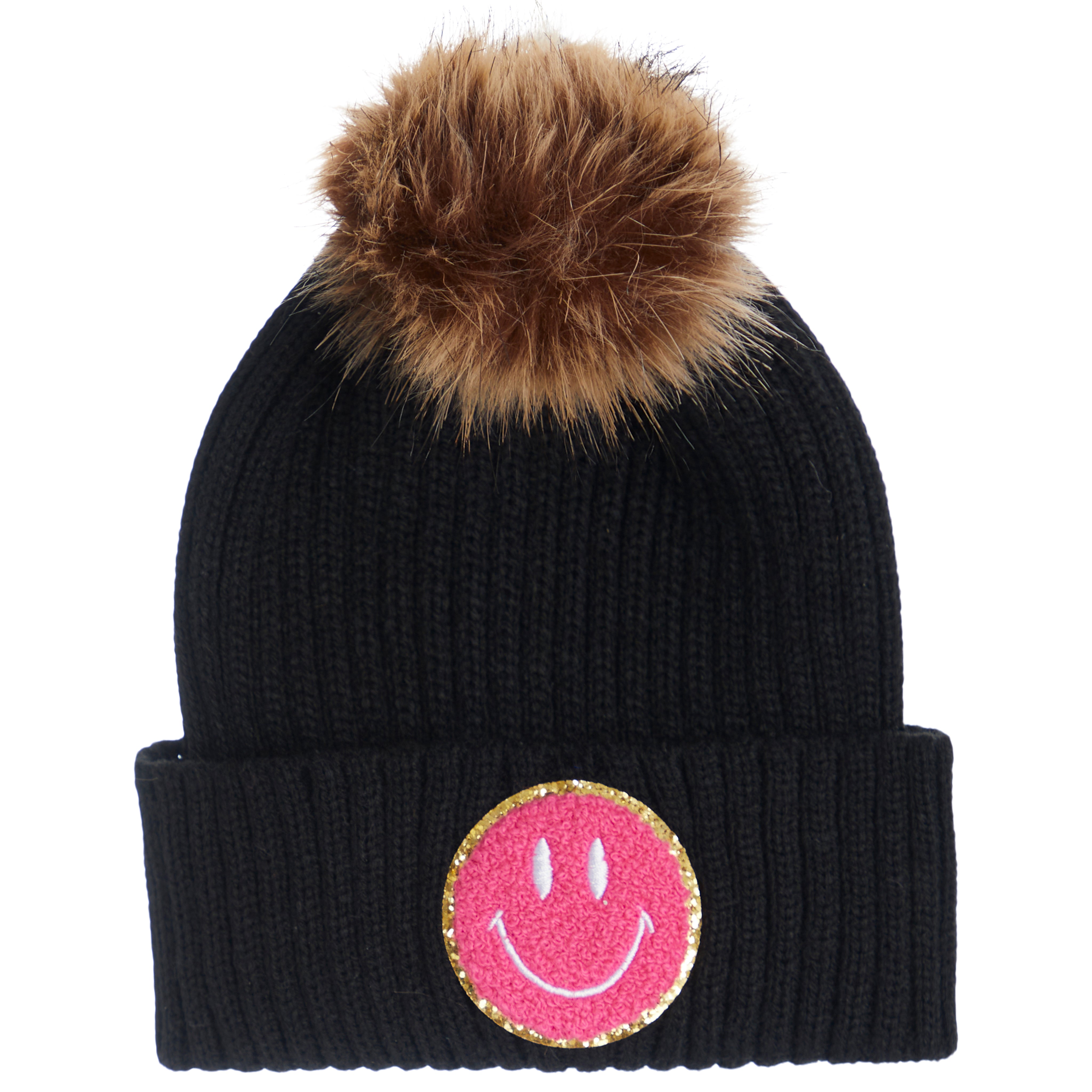 Chenille Smiley Pom Beanie - Denny's