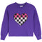 Checkered Stud Heart Crew Sweatshirt - Denny's