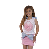 Pink Denim Bow Skirt