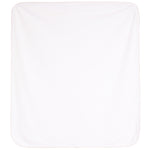A plain white square blanket with rounded corners, photographed flat against a white background.
