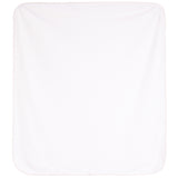 A plain white square blanket with rounded corners, photographed flat against a white background.