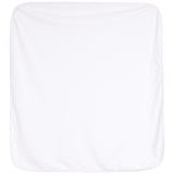 A plain white square blanket with rounded corners, photographed flat against a white background.