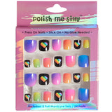 Rainbow Hearts Press On Nails - Denny's