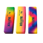 Three colorful bars of Butter squishies with gradient effects on a white background