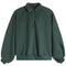 A dark green long-sleeve pullover sweatshirt with a buttoned collar, shown flat against a plain white background.
