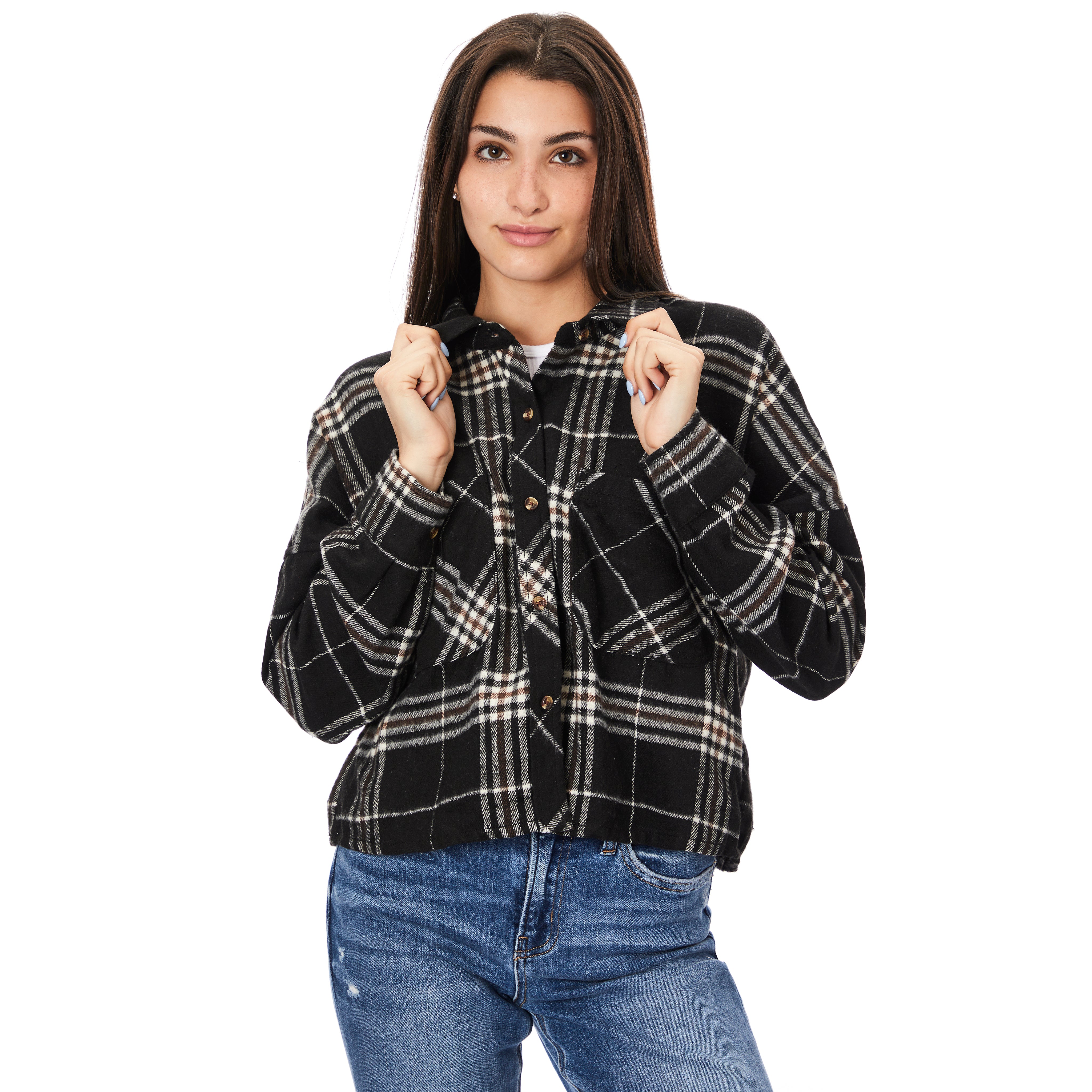 Crop Plaid Flannel Shirt - Denny's