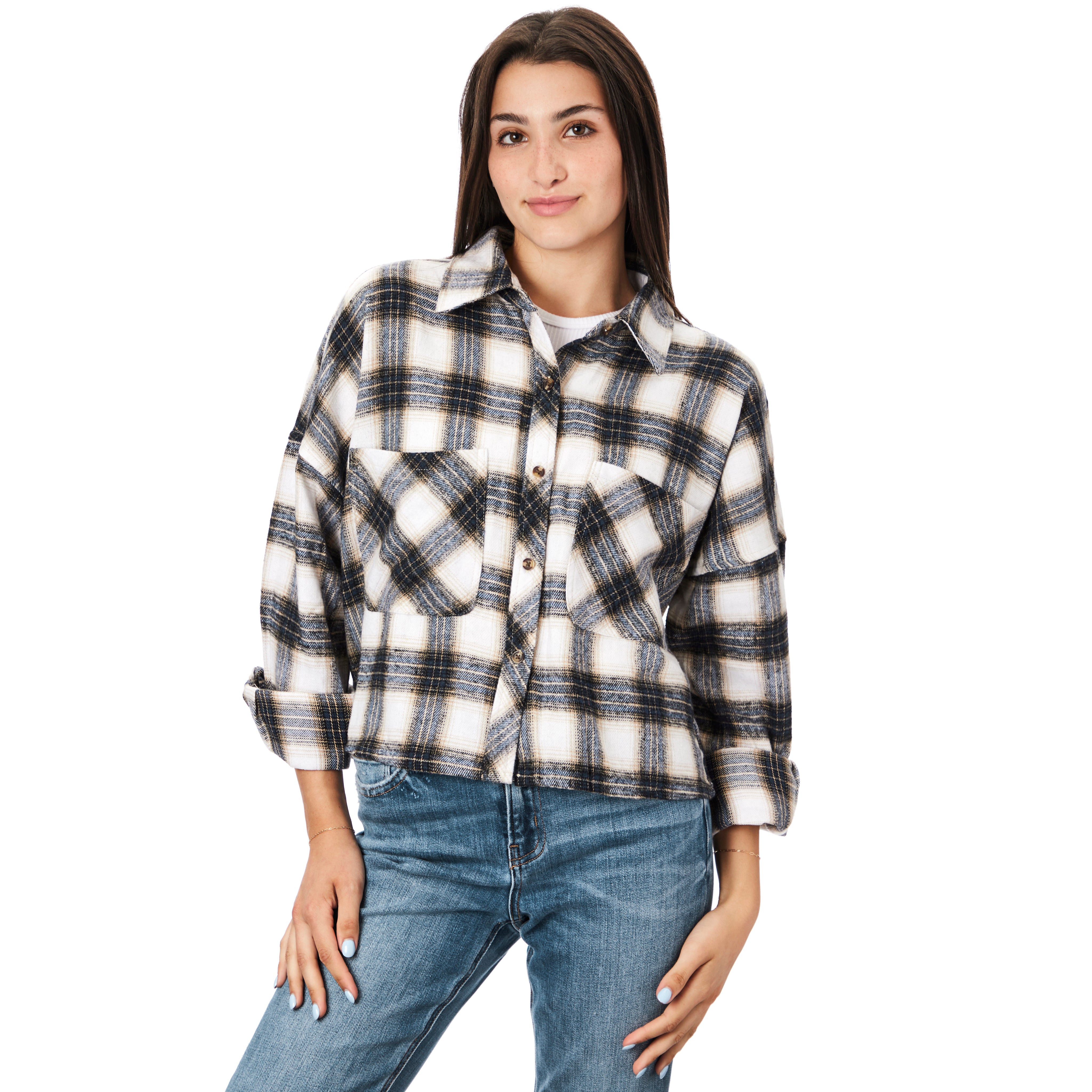 Crop Plaid Flannel Shirt - Denny's