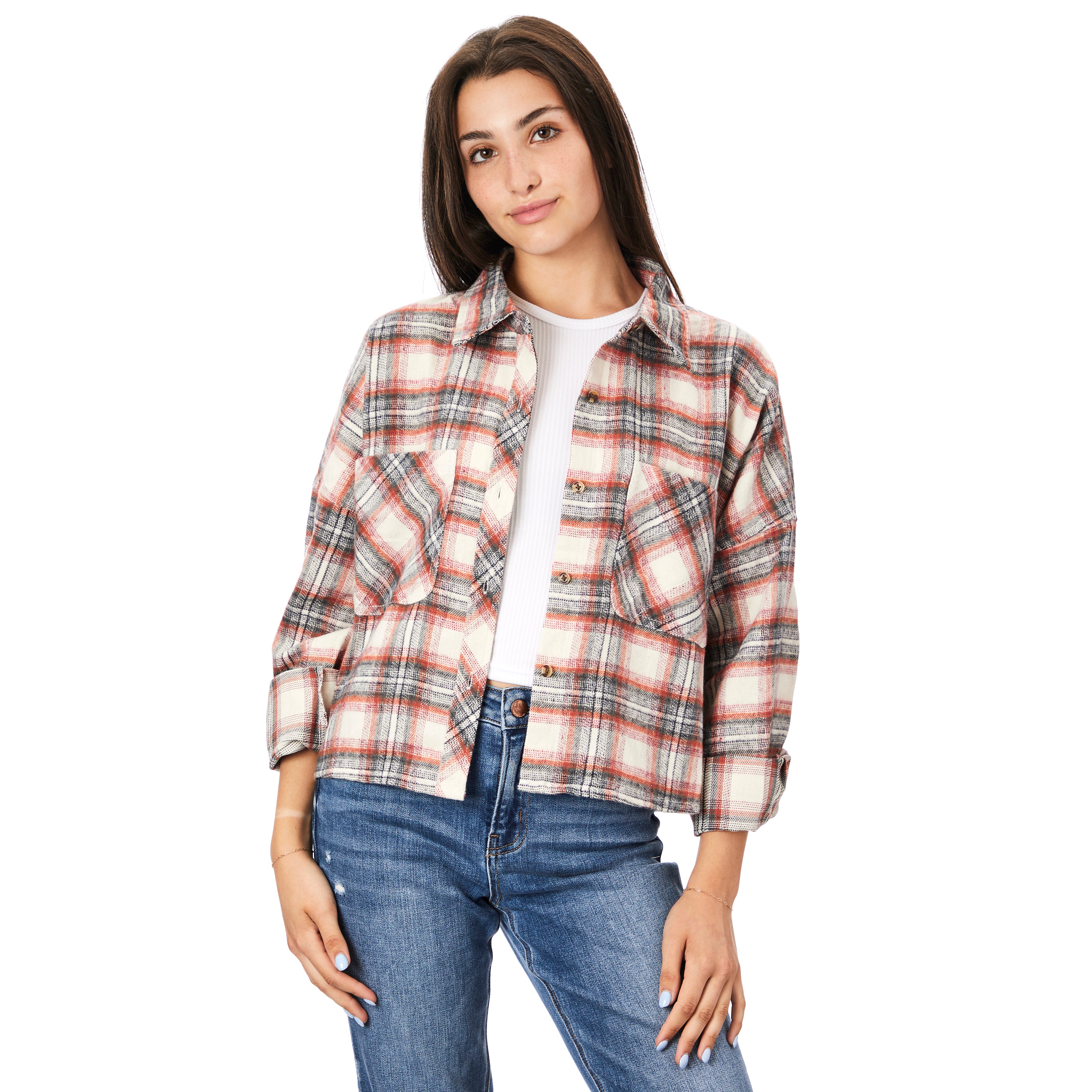 Crop Plaid Flannel Shirt - Denny's