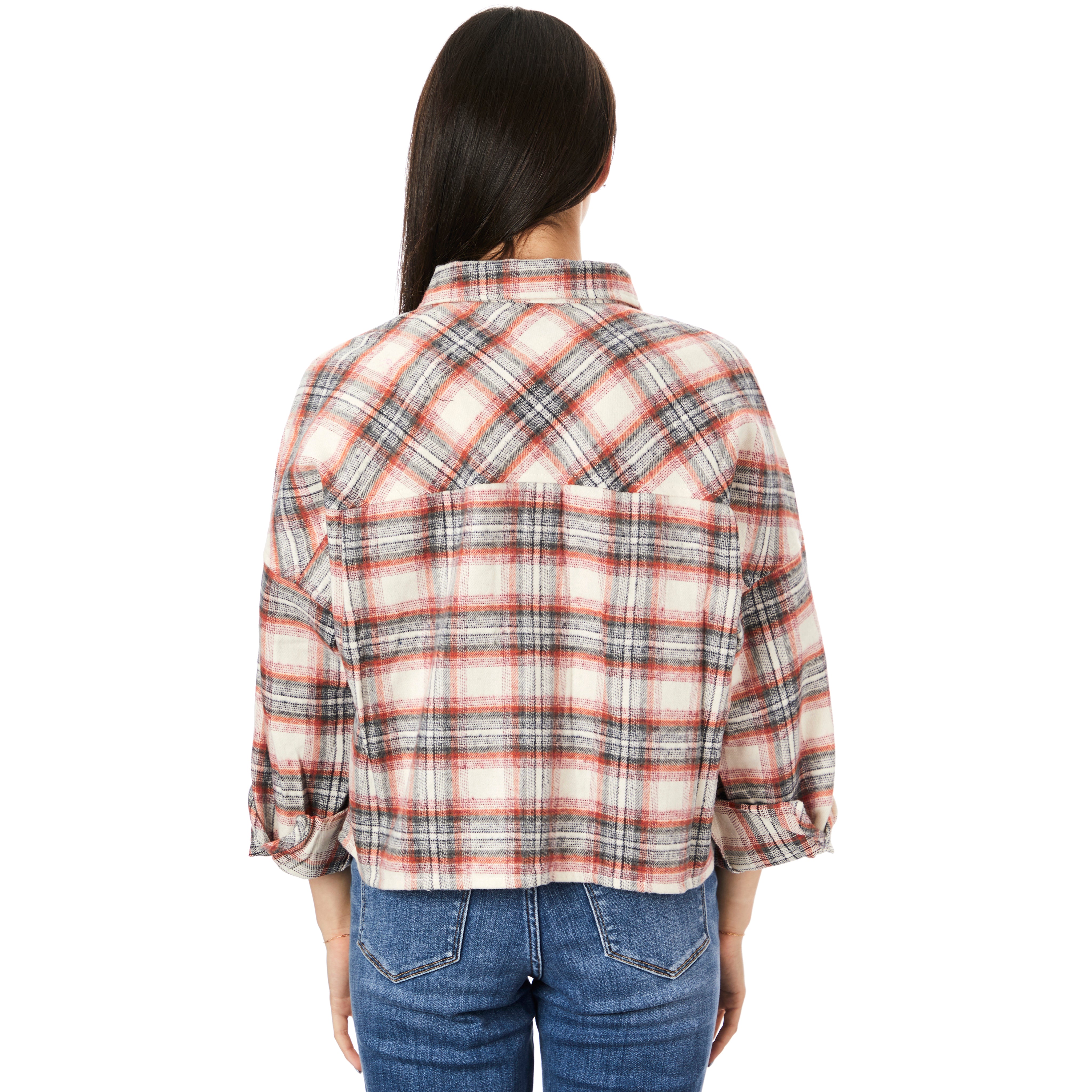 Crop Plaid Flannel Shirt - Denny's