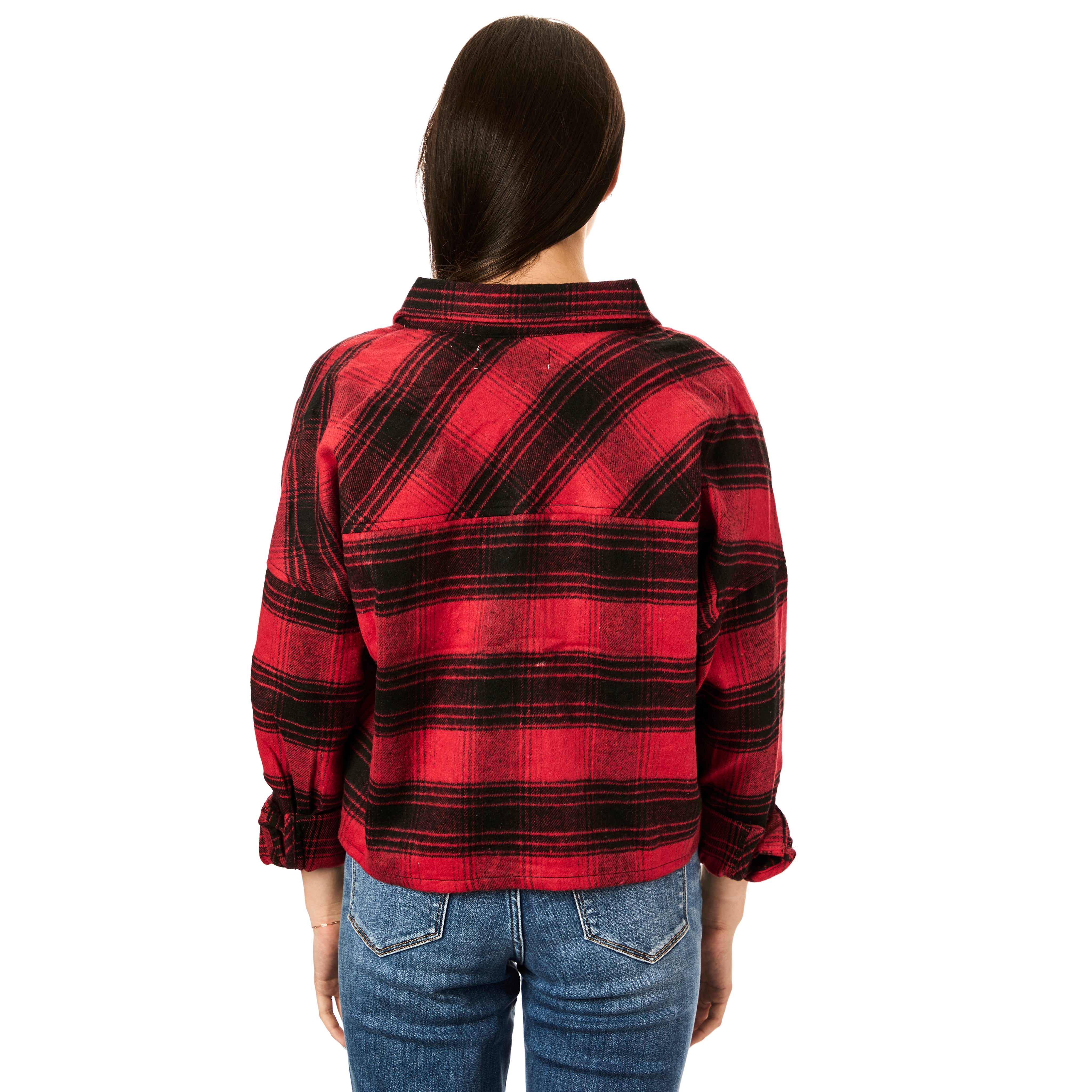 Crop Plaid Flannel Shirt - Denny's