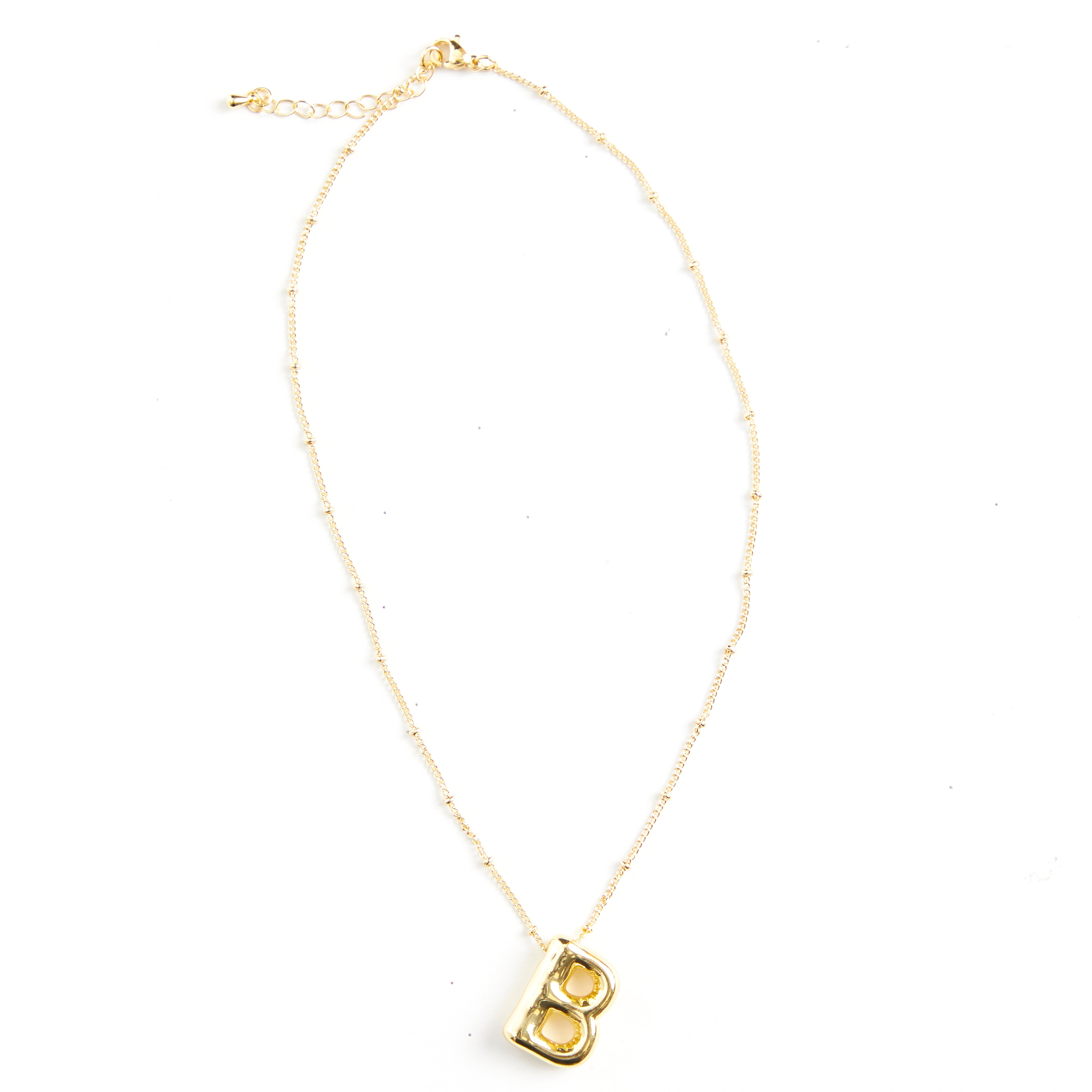 B Puffy Initial Necklace - Denny's
