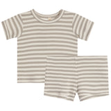 2pc Waffle Stripe Short Set