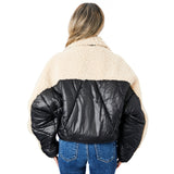 Mixed Media Shearling Puffer Jacket - Denny's