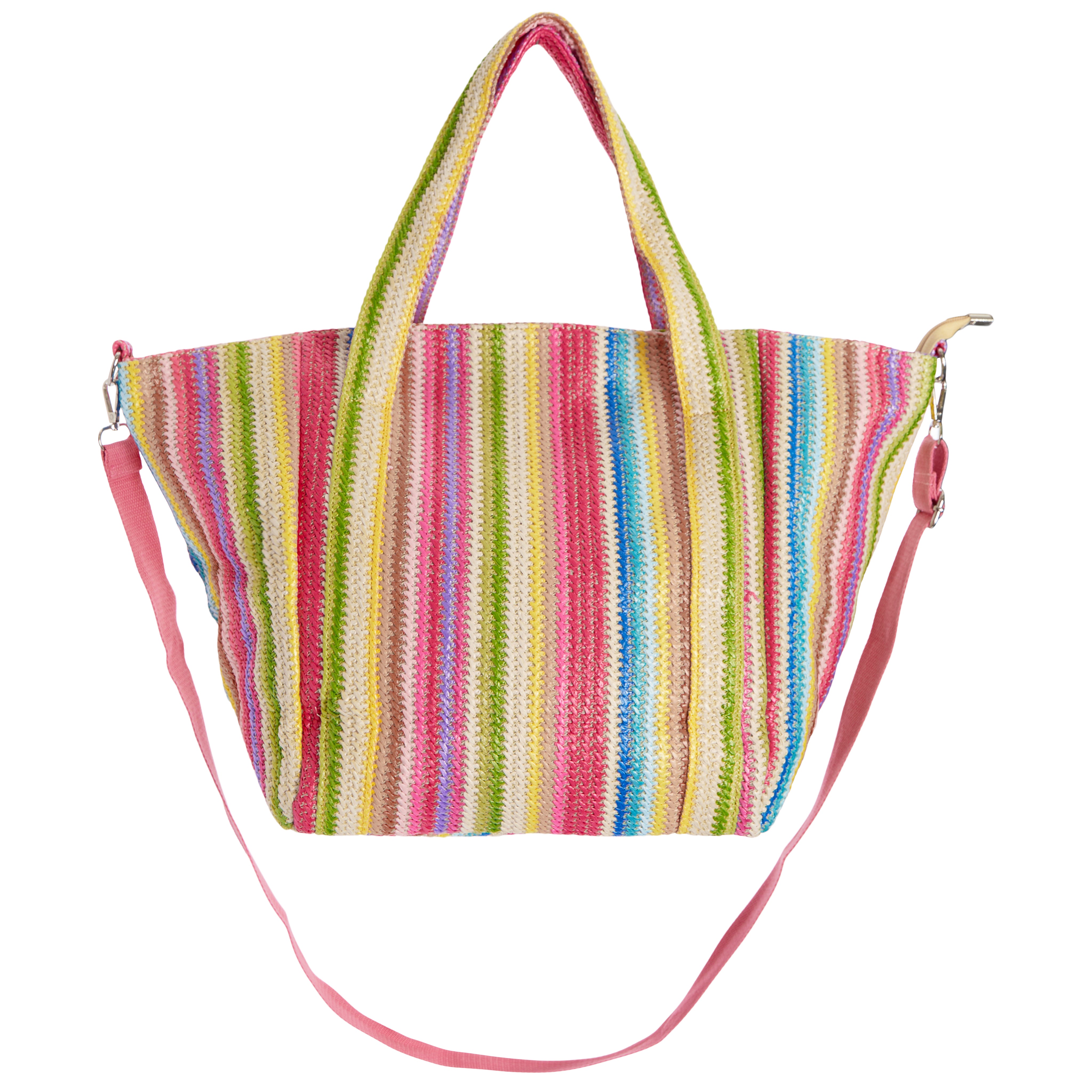Rafia Rainbow Stripe Beach Tote Bag - Denny's