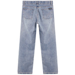 Light wash blue denim jeans shown from the back, featuring two back pockets and a standard waistband, photographed against a solid white background.