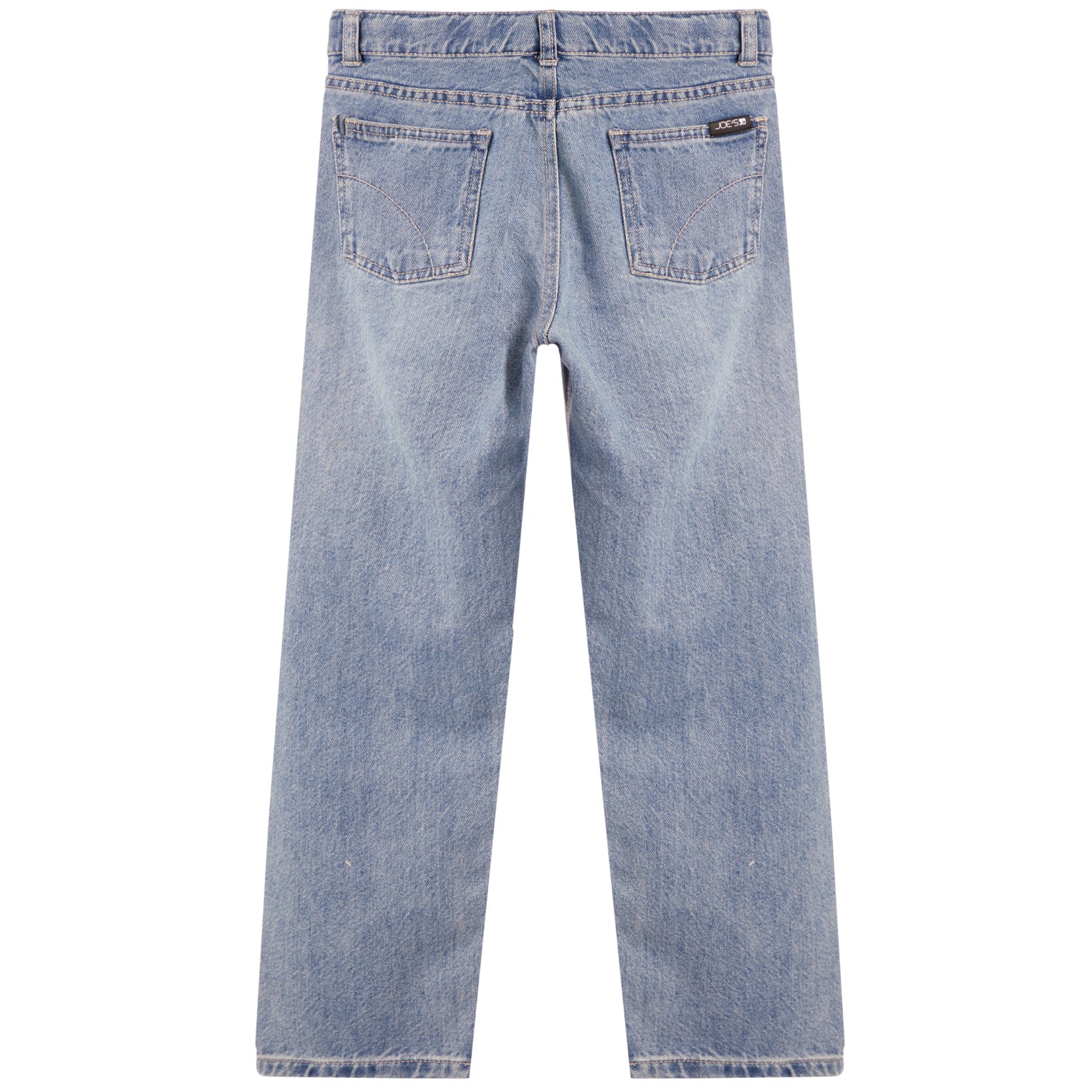 Light wash blue denim jeans shown from the back, featuring two back pockets and a standard waistband, photographed against a solid white background.
