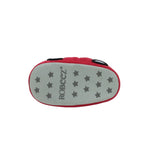 The bottom sole of featuring the brand name 'ROBEEZ' printed vertically in black alongside a pattern of gray stars, shown on a plain white background.