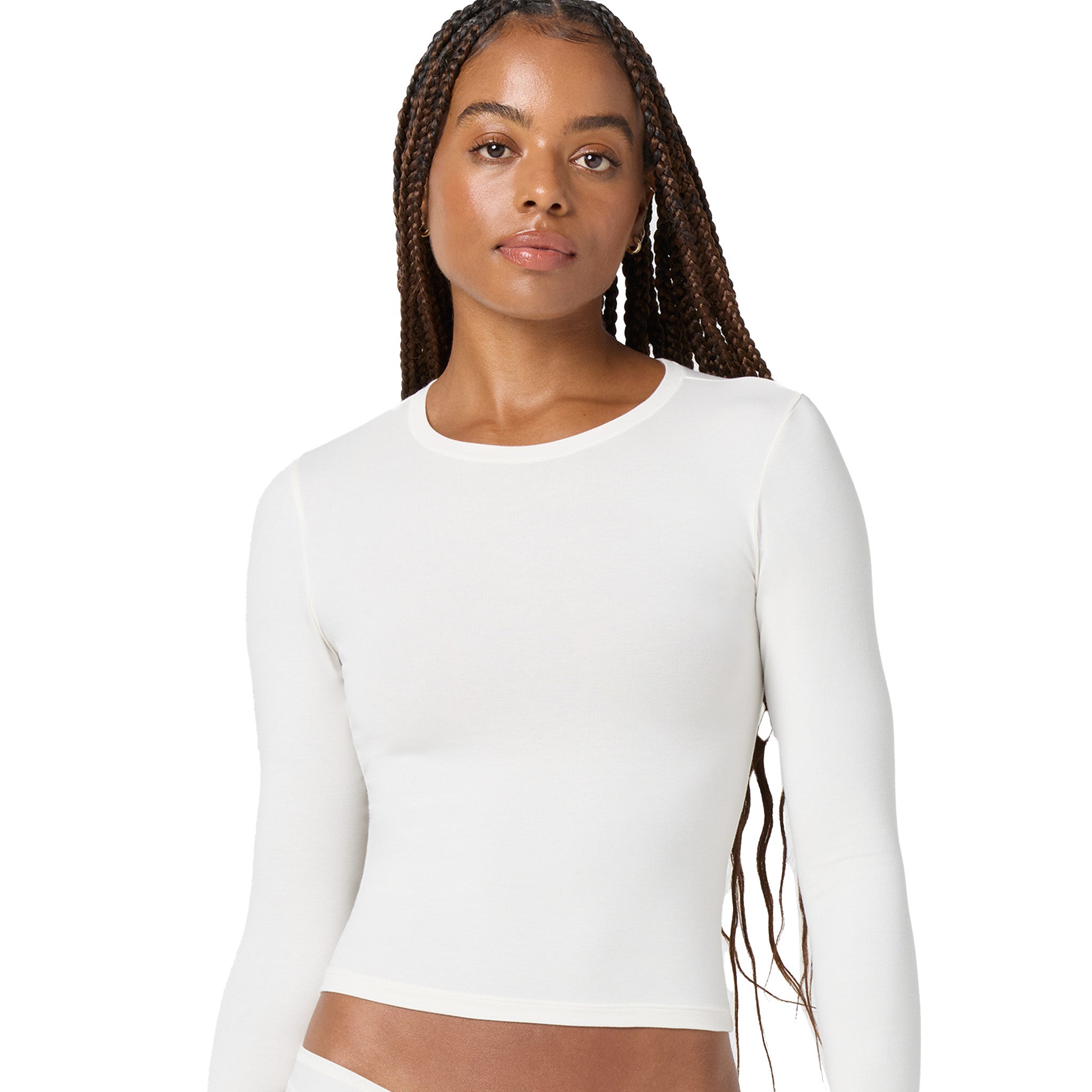 Soft Flex Solid Long Sleeve Crop Tee - Denny's