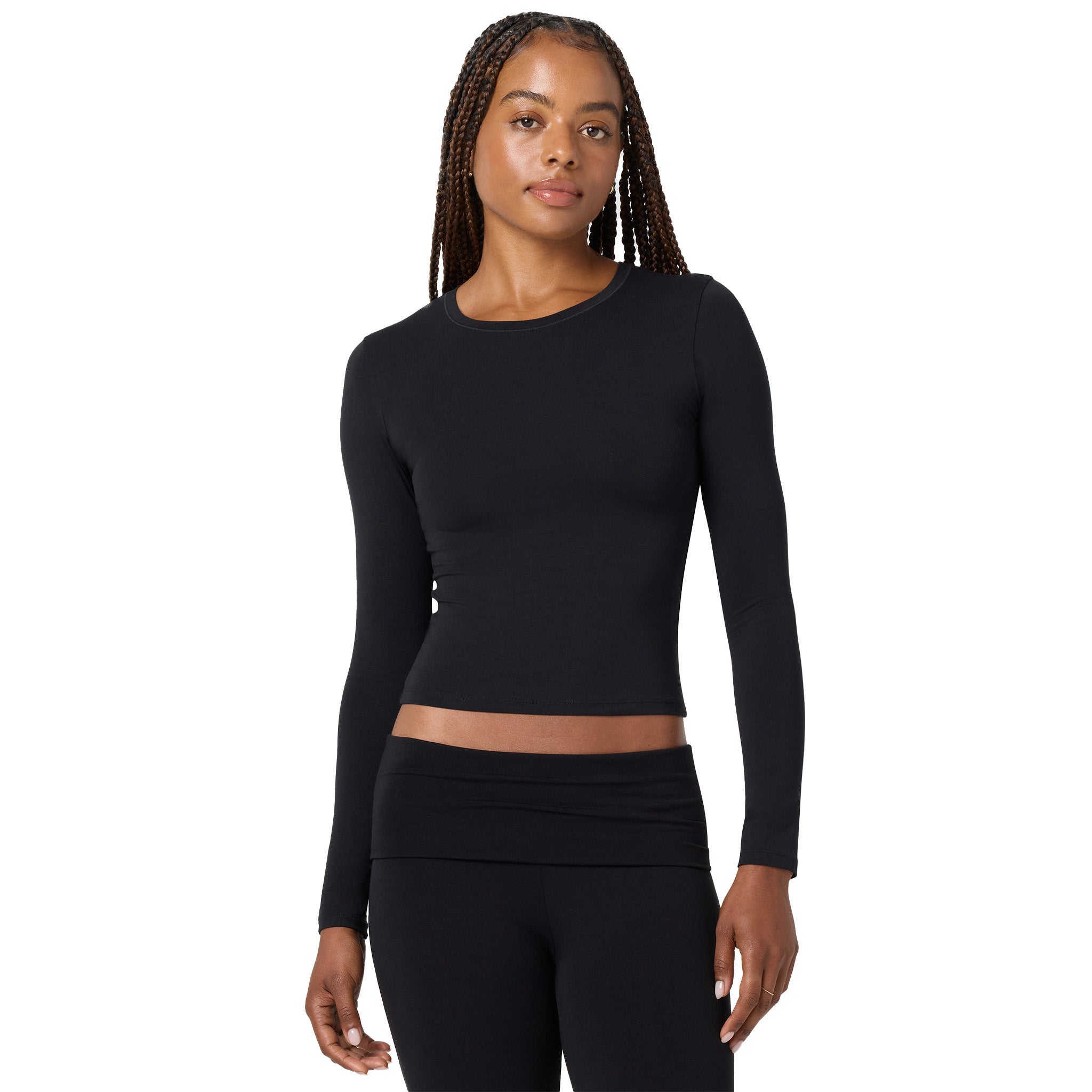 Soft Flex Solid Long Sleeve Crop Tee - Denny's
