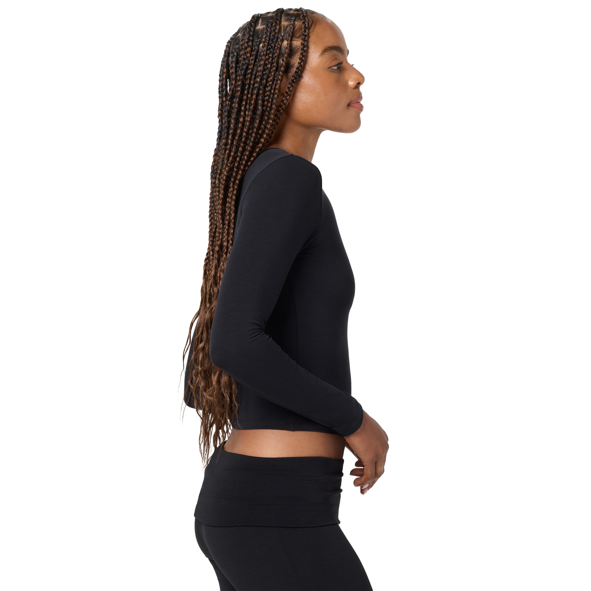 Soft Flex Solid Long Sleeve Crop Tee - Denny's