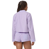 Micro Plaid Crop Long Sleeve Shirt - Denny's