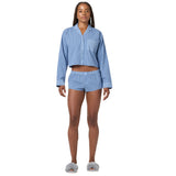 Micro Plaid Crop Long Sleeve Shirt - Denny's