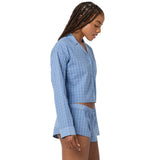 Micro Plaid Crop Long Sleeve Shirt - Denny's
