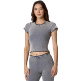 Washed Ombre Ribbed Crop Tee - Denny's