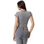 Washed Ombre Ribbed Crop Tee - Denny's