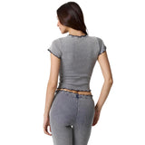 Washed Ombre Ribbed Crop Tee - Denny's