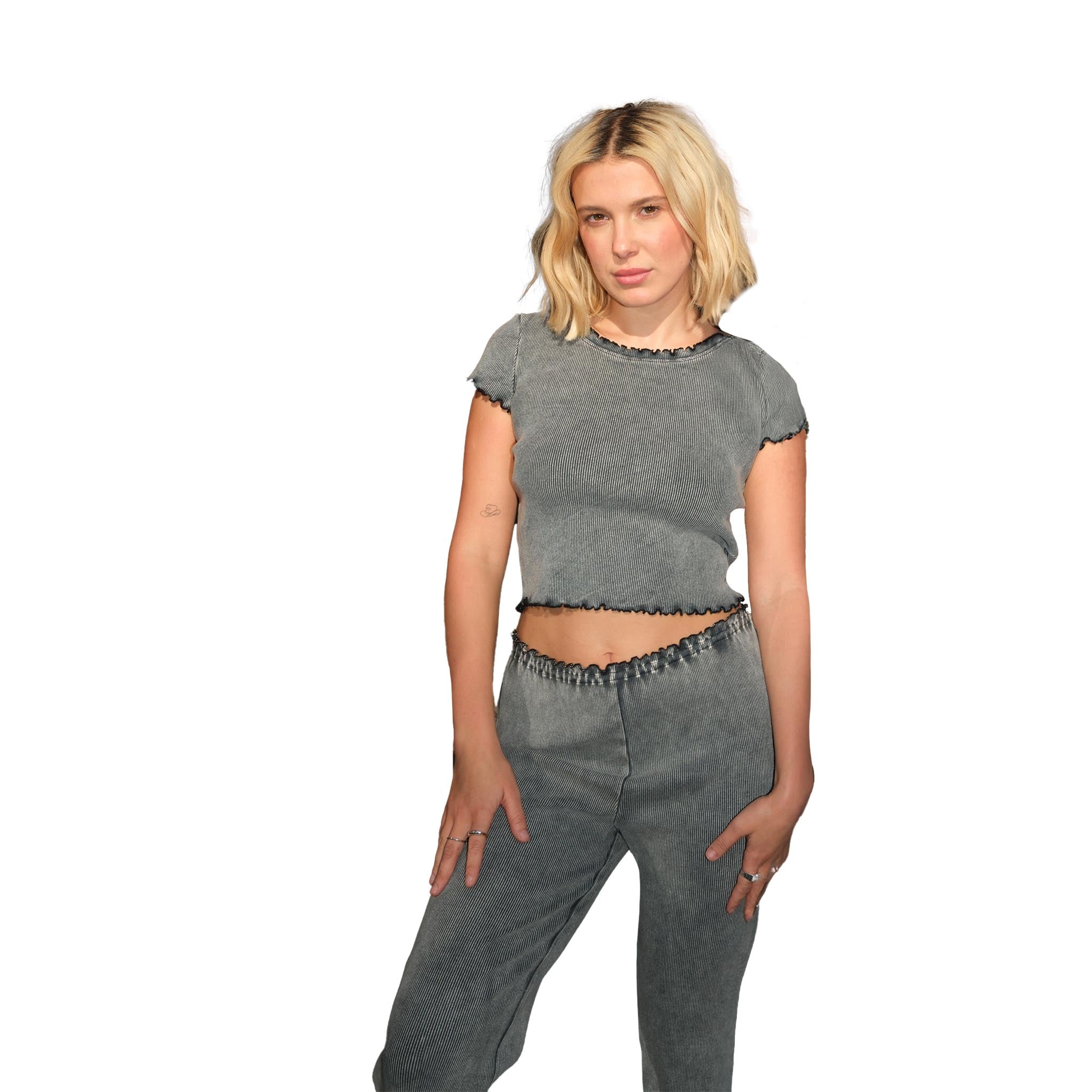 Washed Ombre Ribbed Crop Tee - Denny's