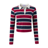 Shrunken Stripe Long Sleeve Polo