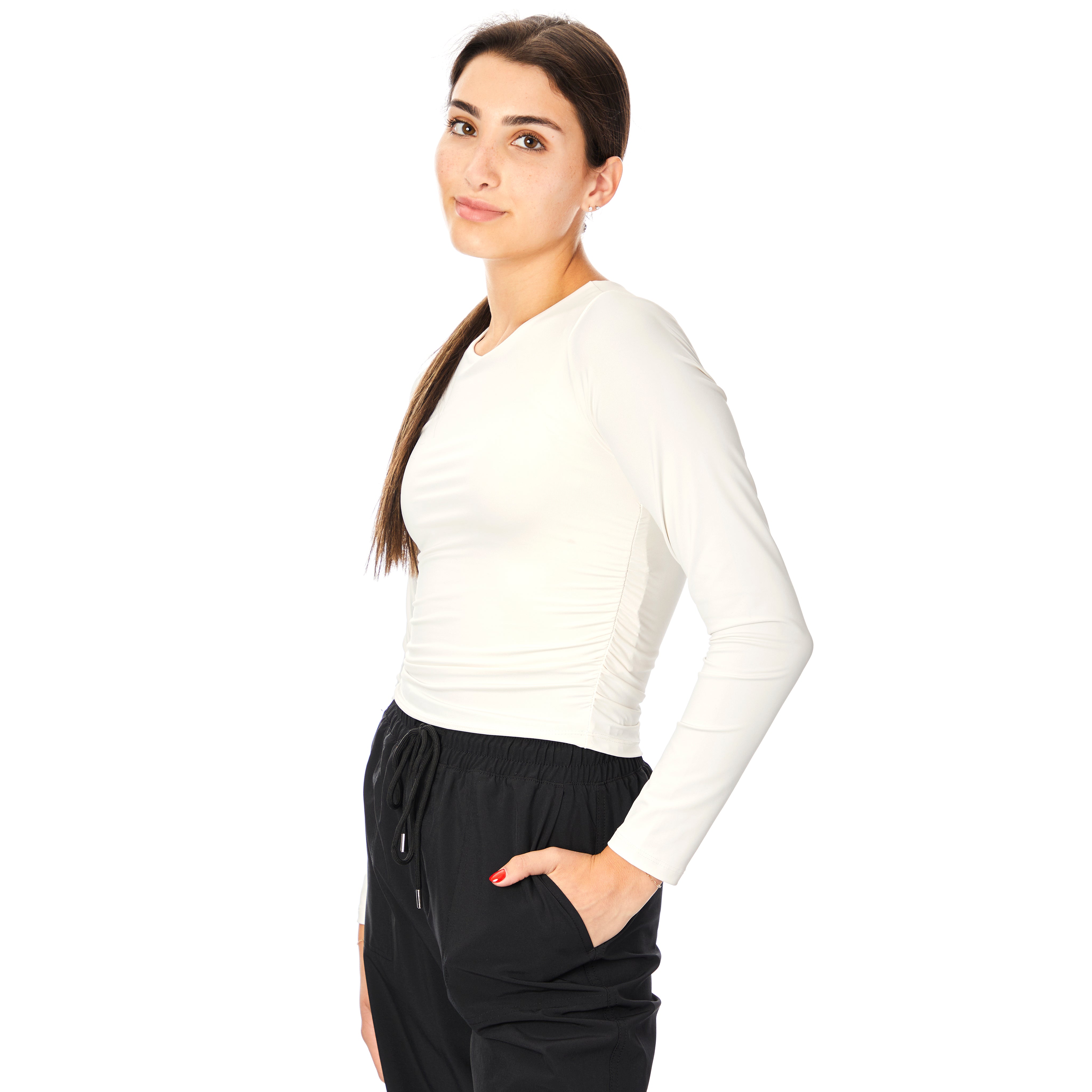 Riley Long Sleeve Ruched Top - Denny's