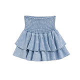 Cherry Denim Bleach Wash Skort