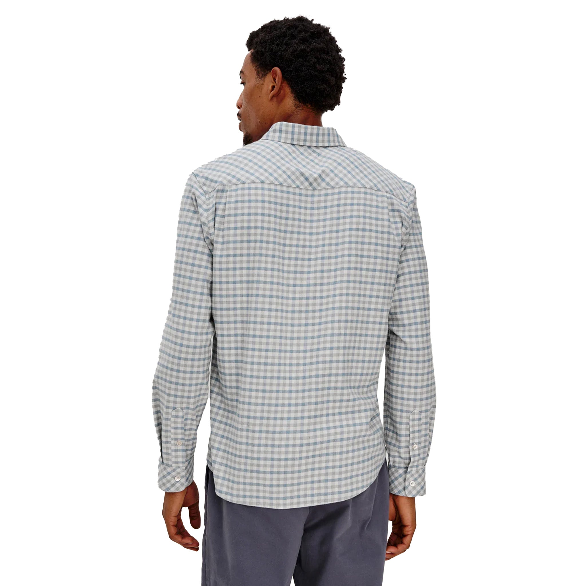 Vance Charcoal Blue Check Woven - Denny's